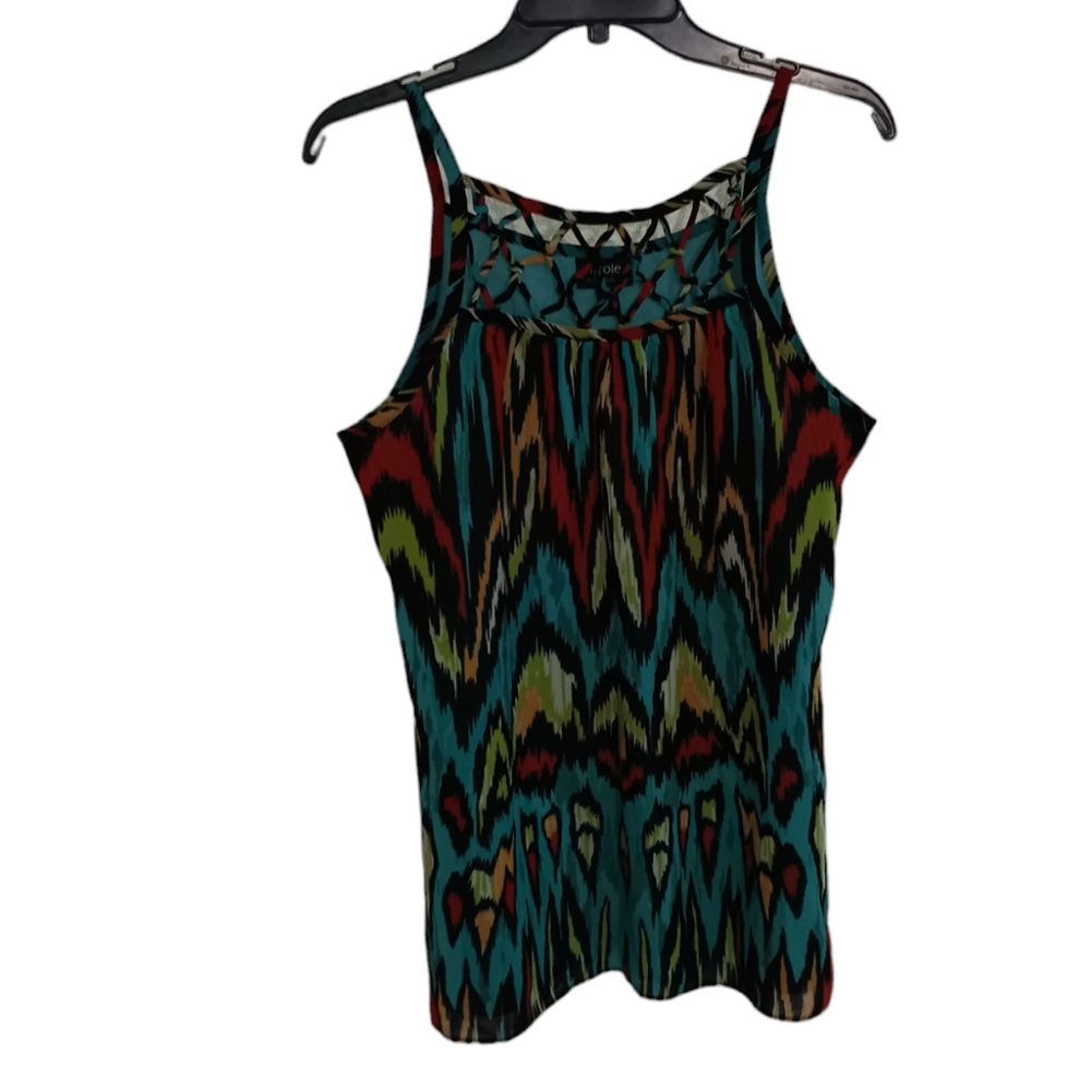 Nicole by Nicole Miller Aztec Print Lined Tank, Multi-Color, size L, LIKE NEW!